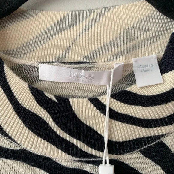 BOSS Fabanna Short Sleeve Mock Neck Print Knit Top‎ Sz M - Picture 7 of 9